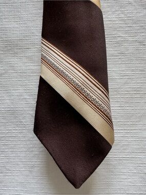 Dior Brown Tie with Cream and Light Brown Stripes
